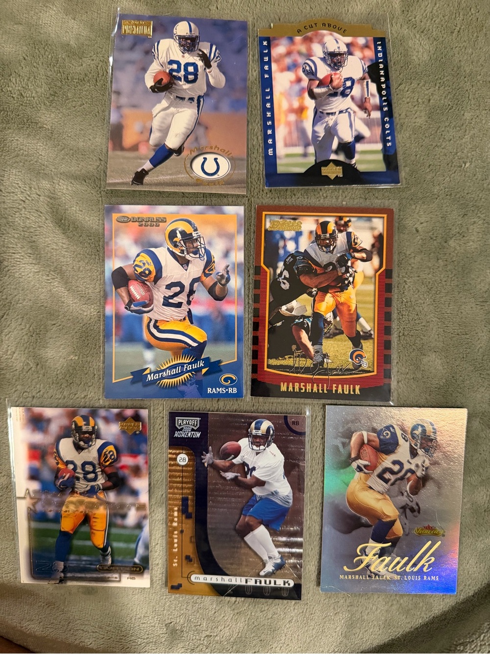 Marshall Faulk Football Trading Card Collection - Blue, White & Gold